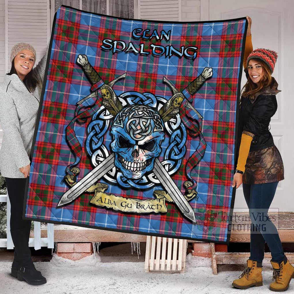 Spalding Tartan Quilt with Celtic Skull Alba Gu Brath Style - Tartan Vibes Clothing