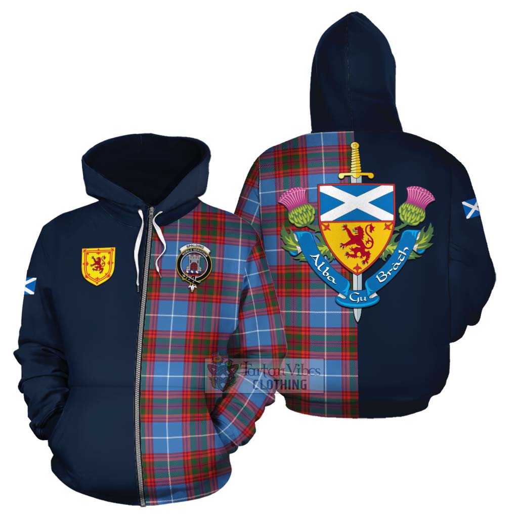 Spalding Tartan Cotton Hoodie Alba with Scottish Lion Royal Arm Half Style - Tartan Vibes Clothing