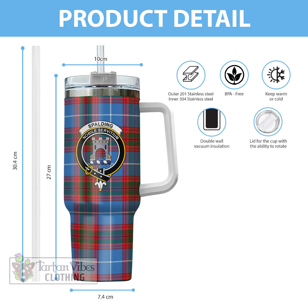 Tartan Vibes Clothing Spalding Tartan and Family Crest Tumbler with Handle