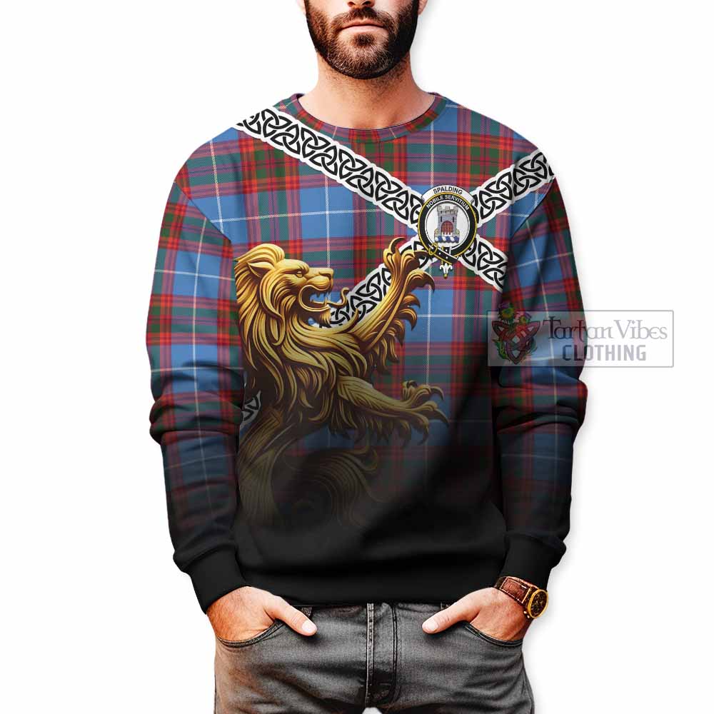 Spalding Crest Tartan Sweatshirt with Golden Lion Emblem Celtic Style - Tartan Vibes Clothing
