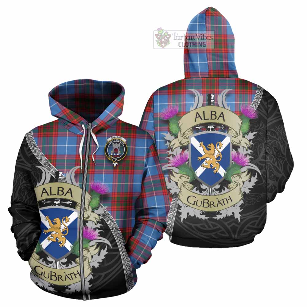Spalding Tartan Family Crest Hoodie Lion Rampant Royal Thistle Shield Celtic Inspired Zip Hoodie - Tartan Vibes Clothing