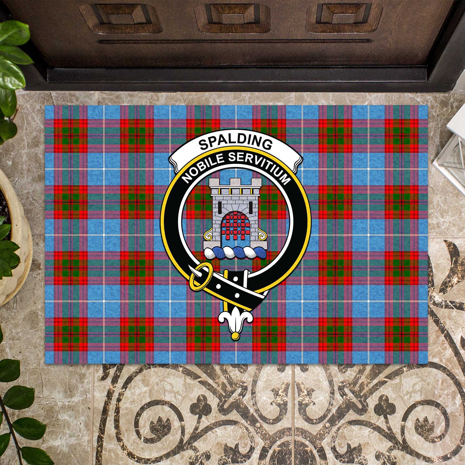 Spalding Tartan Door Mat with Family Crest - Tartanvibesclothing Shop