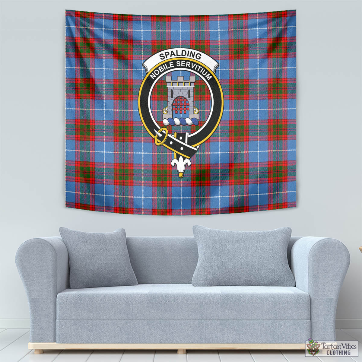 Tartan Vibes Clothing Spalding Tartan Tapestry Wall Hanging and Home Decor for Room with Family Crest