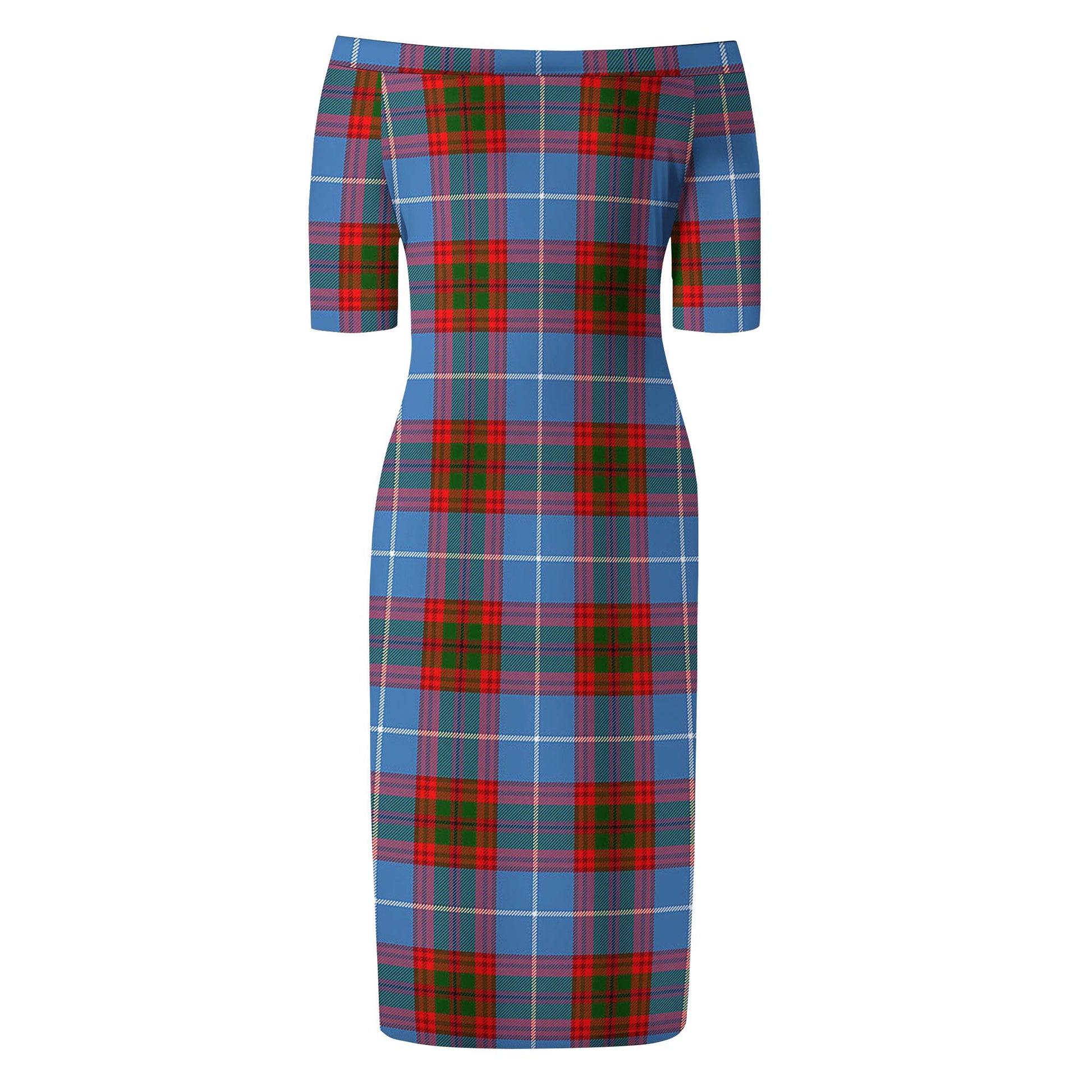 Spalding Tartan Off Shoulder Lady Dress - Tartan Vibes Clothing