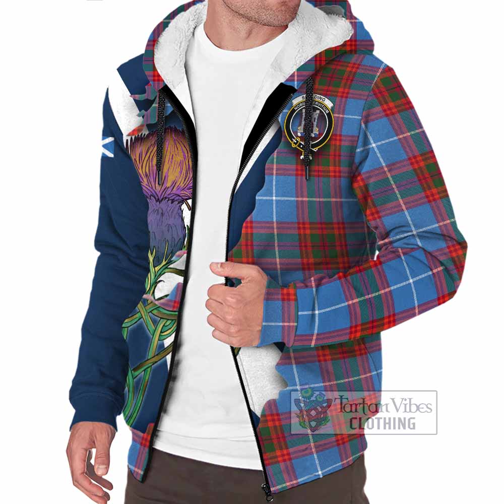 Tartan Vibes Clothing Spalding Tartan Family Crest Sherpa Hoodie Scottish Thistle Celtic Inspired