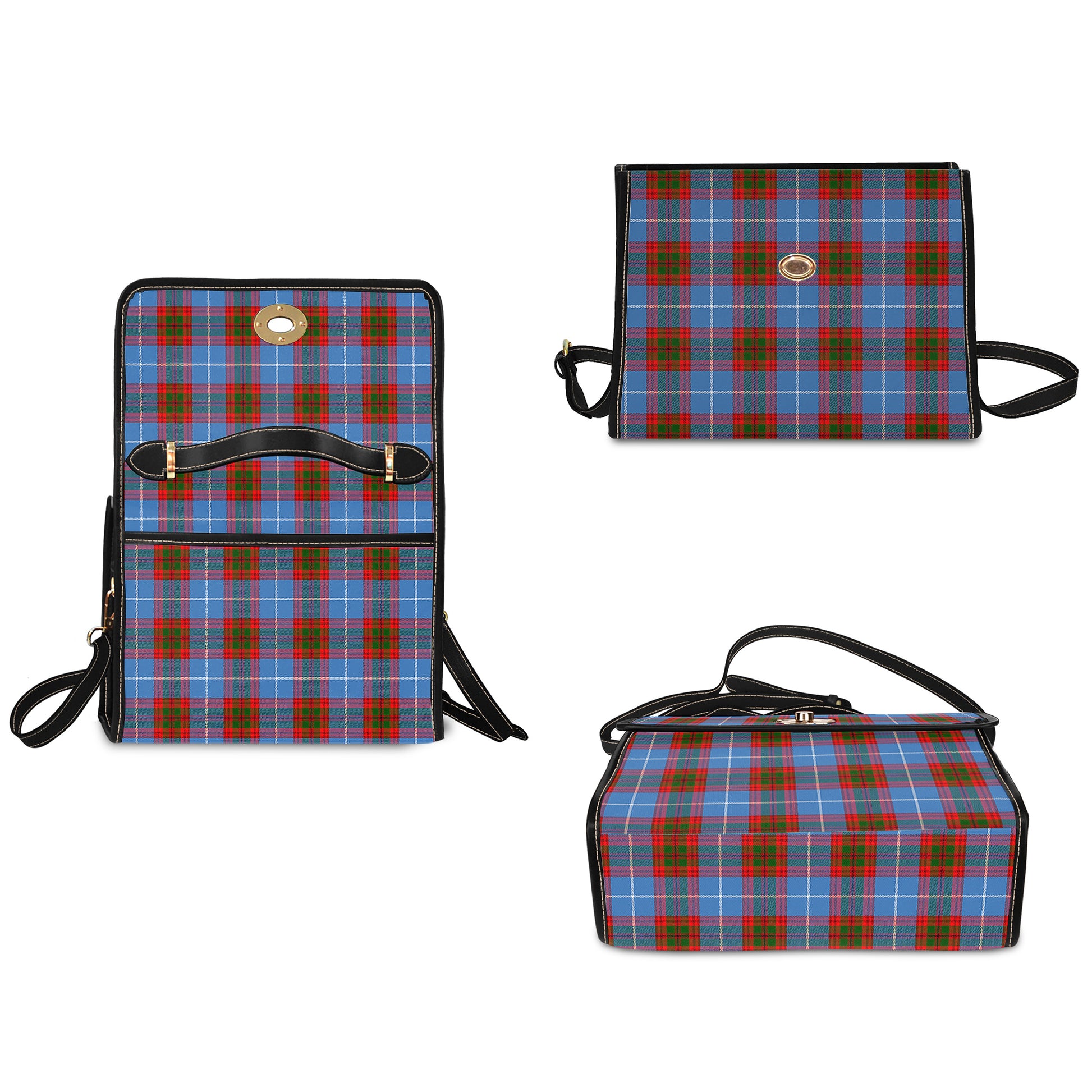 spalding-tartan-leather-strap-waterproof-canvas-bag