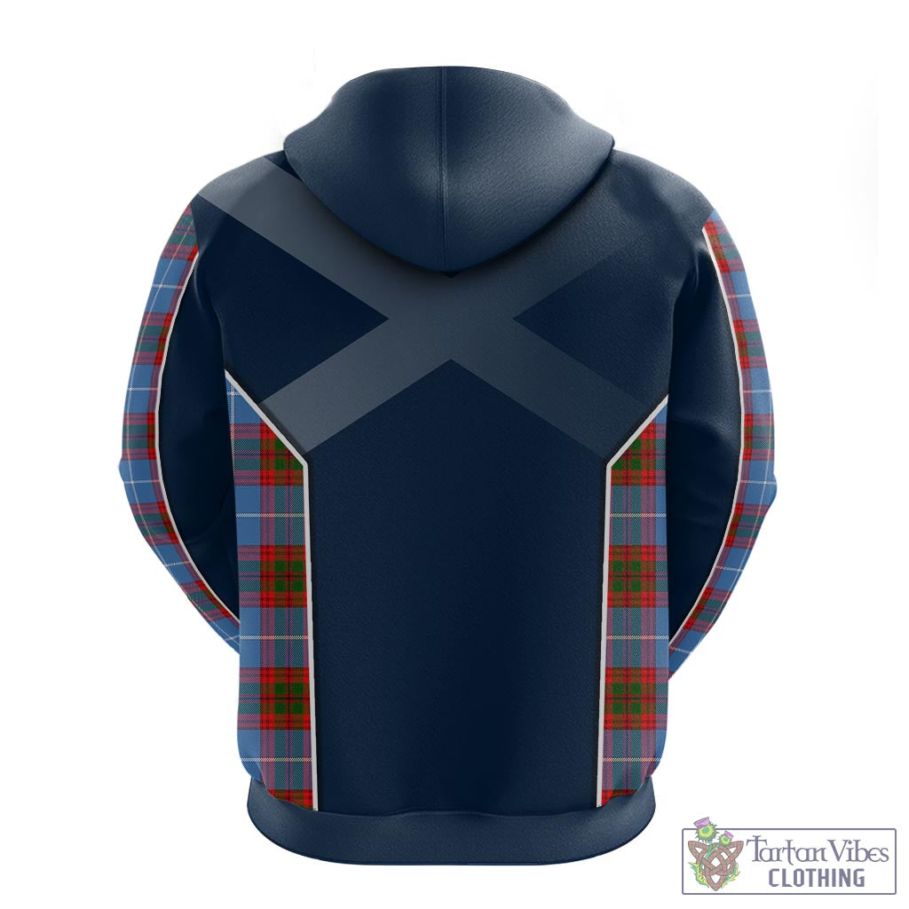 Tartan Vibes Clothing Spalding Tartan Hoodie with Family Crest and Scottish Thistle Vibes Sport Style