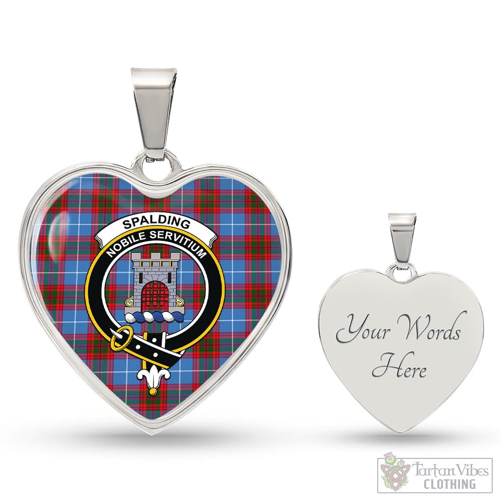 Spalding Tartan Heart Necklace with Family Crest Luxury Necklace (Silver) Yes - Tartan Vibes Clothing