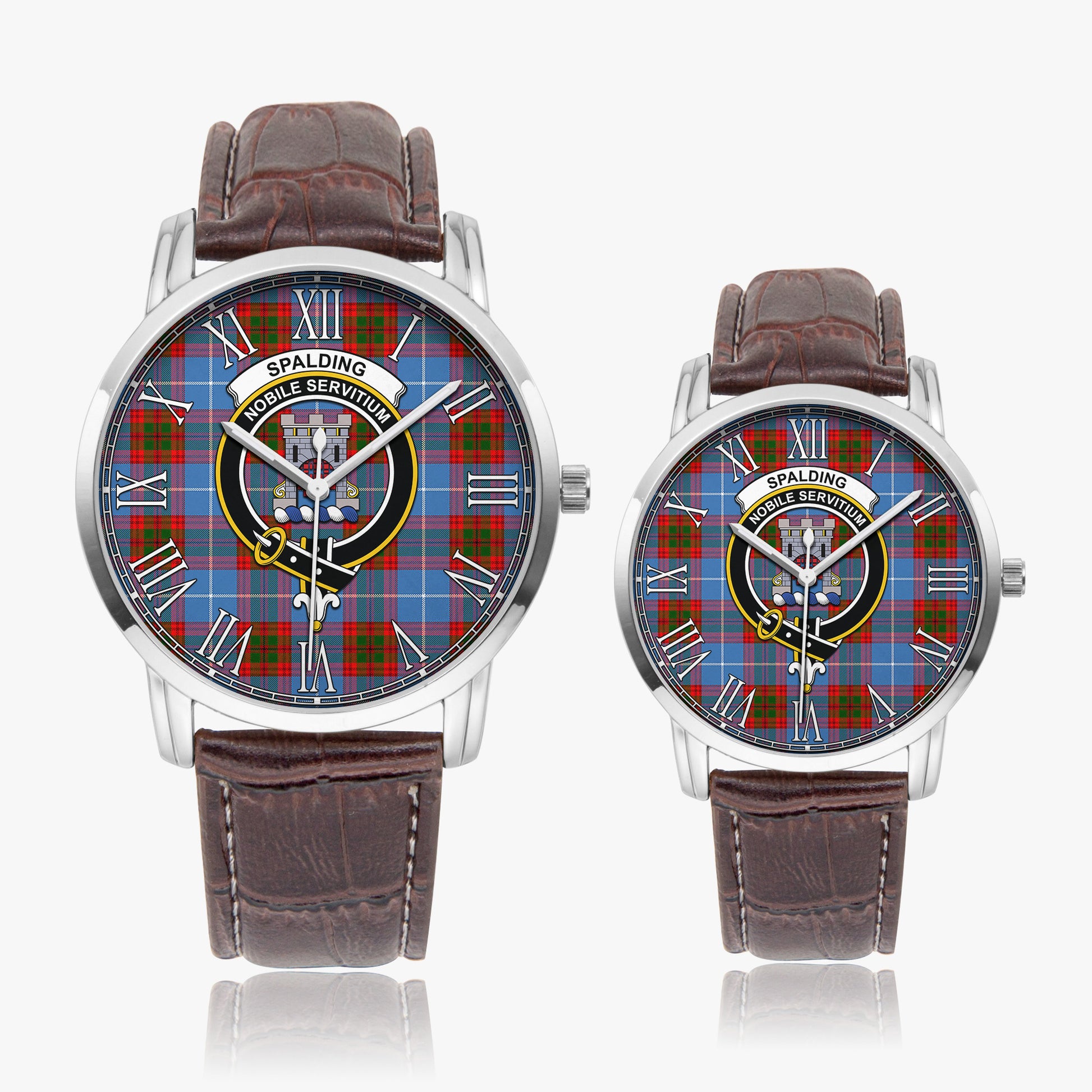 Spalding Tartan Family Crest Leather Strap Quartz Watch - Tartanvibesclothing