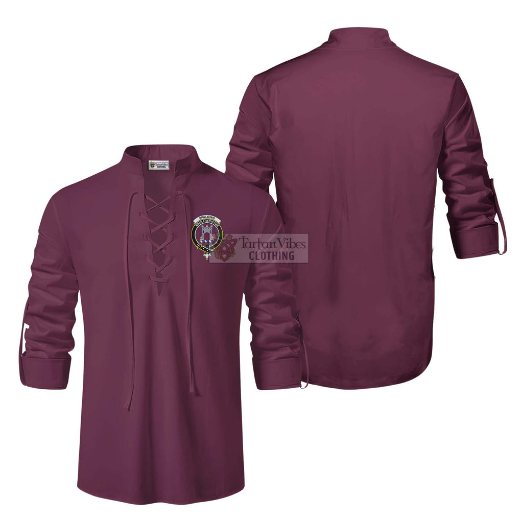 Spalding Clan Crest Ghillie Kilt Shirt Men Burgundy - 2D-tartanvibesclothing