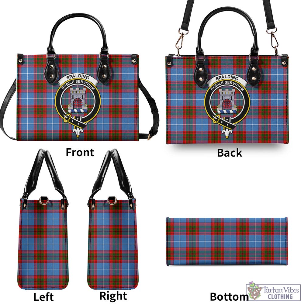 Spalding Tartan Luxury Leather Handbags with Family Crest - Tartan Vibes Clothing