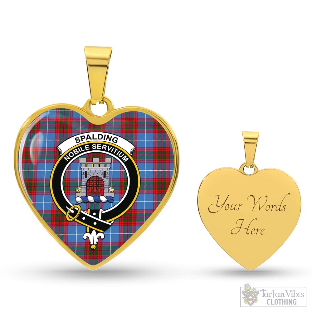 Spalding Tartan Heart Necklace with Family Crest Luxury Necklace (Gold) Yes - Tartan Vibes Clothing