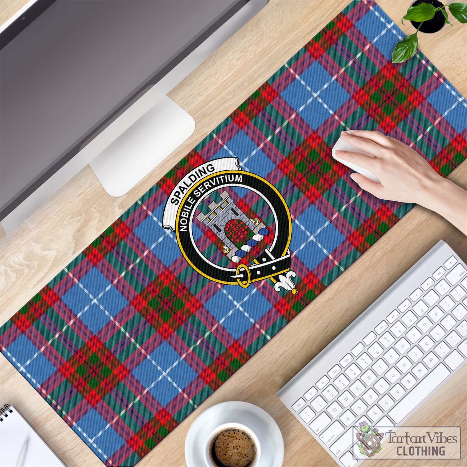 Tartan Vibes Clothing Spalding Tartan Mouse Pad with Family Crest