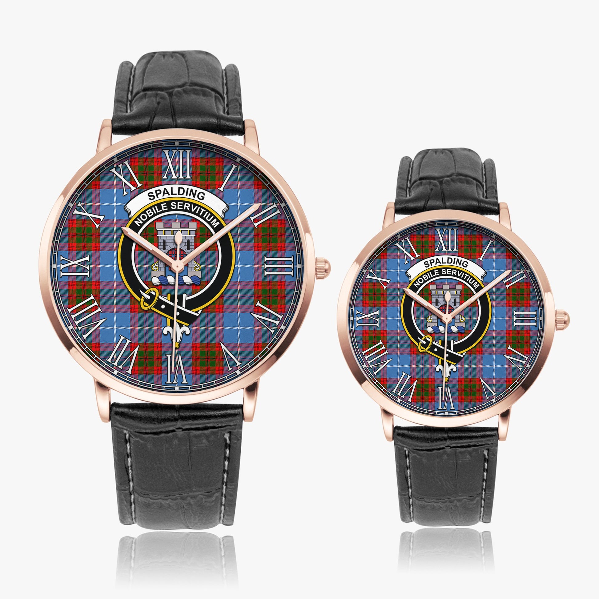 Spalding Tartan Family Crest Leather Strap Quartz Watch - Tartanvibesclothing