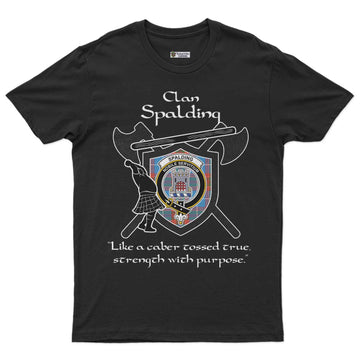 Spalding Clan Crest Highland Game T Shirt Strength With Purpose Style - Tartan Vibes Clothing