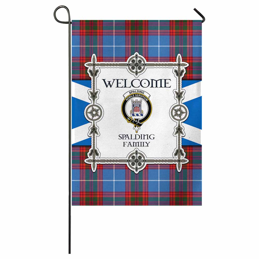 Spalding Family Crest Tartan Welcome Garden Flag Saltire Harmony Style - Tartan Vibes Clothing