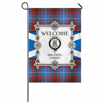 Spalding Family Crest Tartan Welcome Garden Flag Saltire Harmony Style