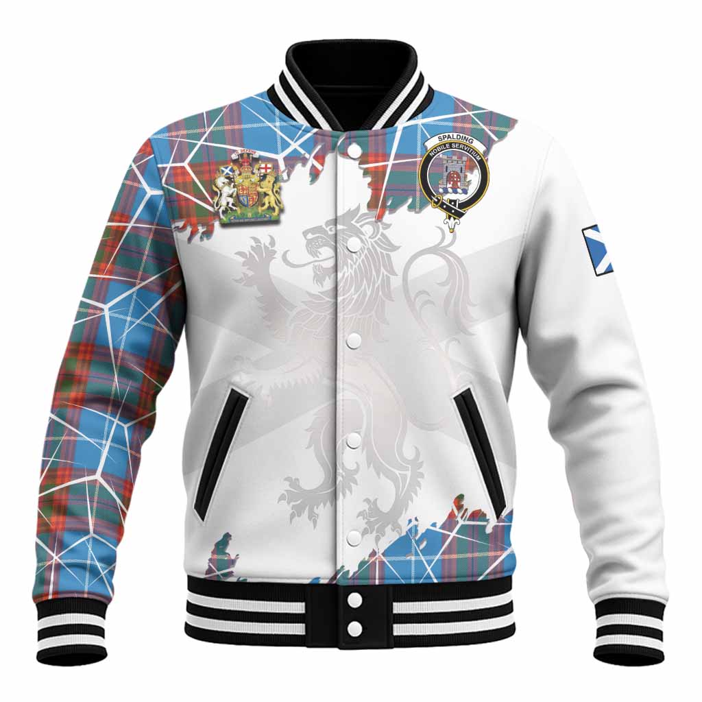 Spalding Tartan Baseball Jacket with Family Crest and Lion Rampant Grunge Style