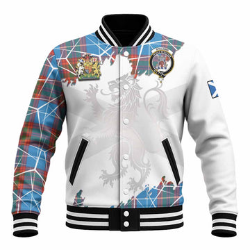 Spalding Tartan Baseball Jacket with Family Crest and Lion Rampant Grunge Style