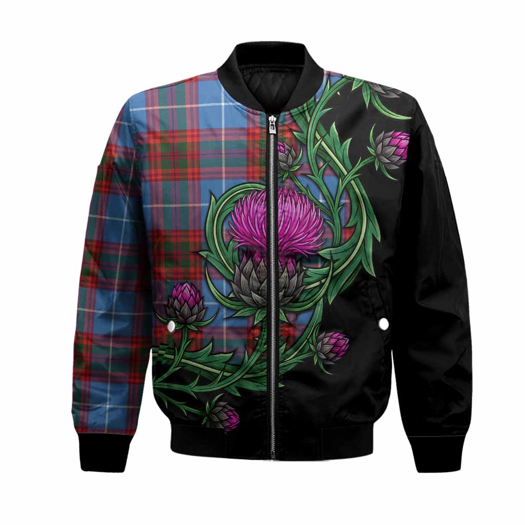 Spalding Tartan Bomber Jacket Resilient Scottish Thistle Unisex Black - Tartan Vibes Clothing