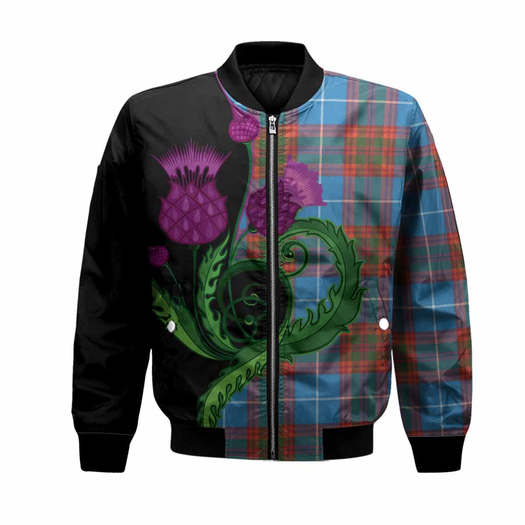 Spalding Tartan Bomber Jacket Traditional Scottish Thistle