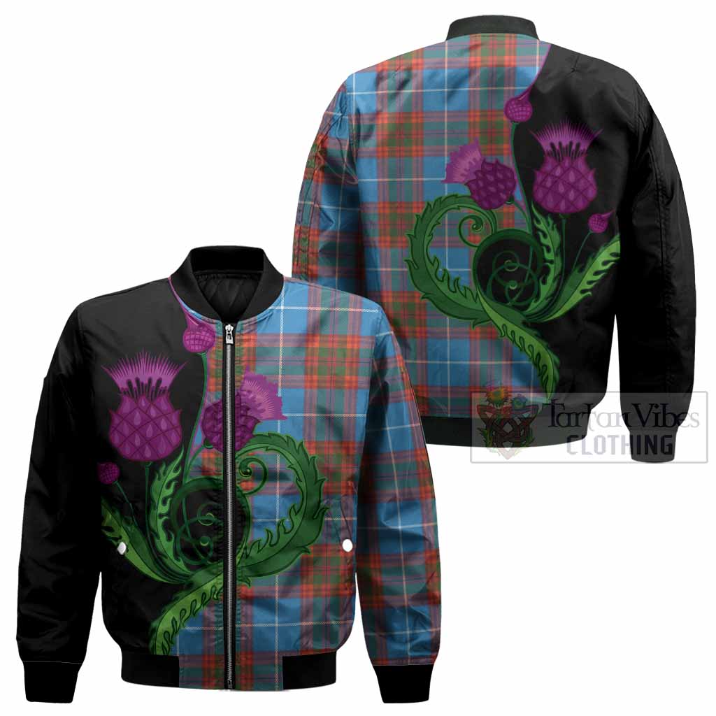Spalding Tartan Bomber Jacket Traditional Scottish Thistle