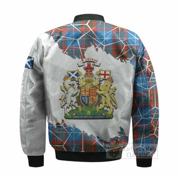 Spalding Tartan Bomber Jacket with Family Crest and Lion Rampant Grunge Style
