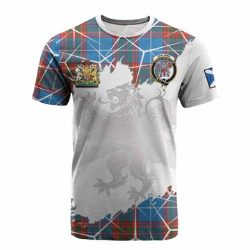 Spalding Tartan Cotton T-shirt with Family Crest and Lion Rampant Grunge Style