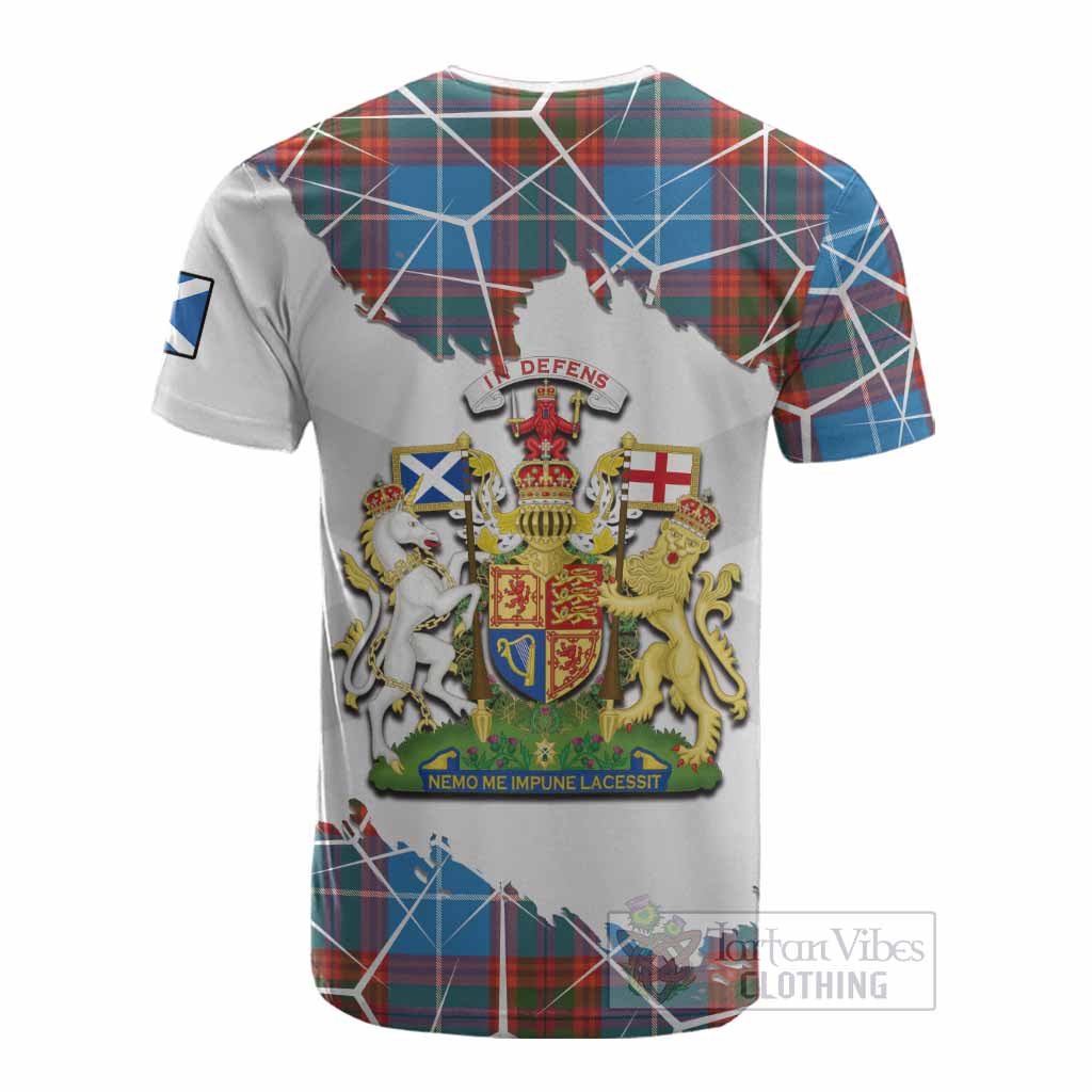 Spalding Tartan Cotton T-shirt with Family Crest and Lion Rampant Grunge Style