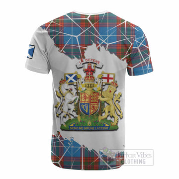 Spalding Tartan Cotton T-shirt with Family Crest and Lion Rampant Grunge Style