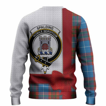 Spalding Tartan Crest Christmas Christmas Ugly Sweater Highland Cow Bagpipes Coquette Bow Style