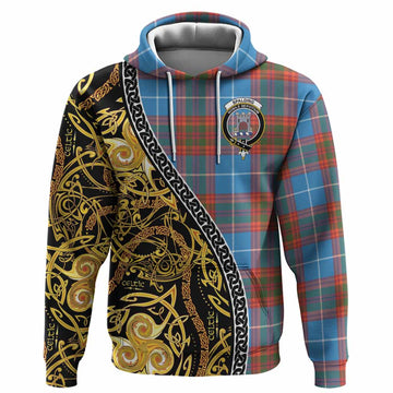 Spalding Tartan Crest Hoodie Celtic Knot and Triple Trickle Spiral Symbols