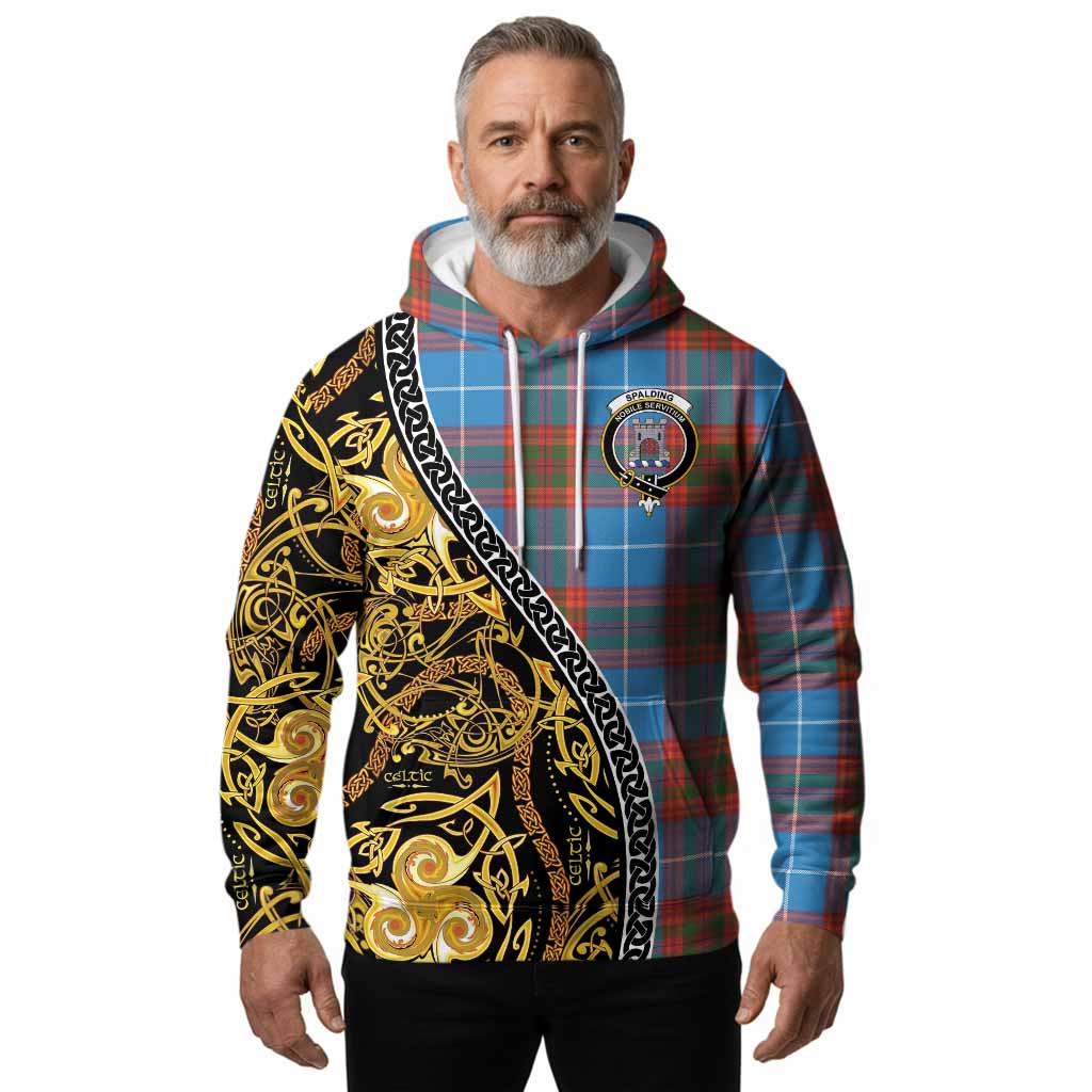 Spalding Tartan Crest Hoodie Celtic Knot and Triple Trickle Spiral Symbols