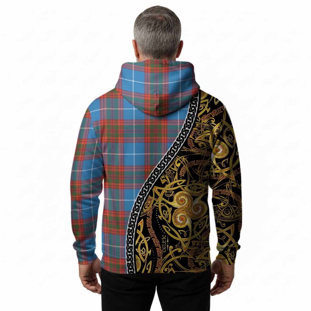Spalding Tartan Crest Hoodie Celtic Knot and Triple Trickle Spiral Symbols