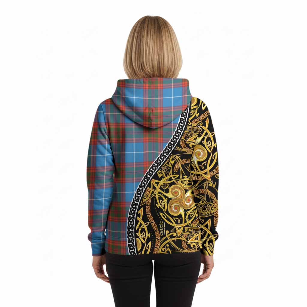 Spalding Tartan Crest Hoodie Celtic Knot and Triple Trickle Spiral Symbols