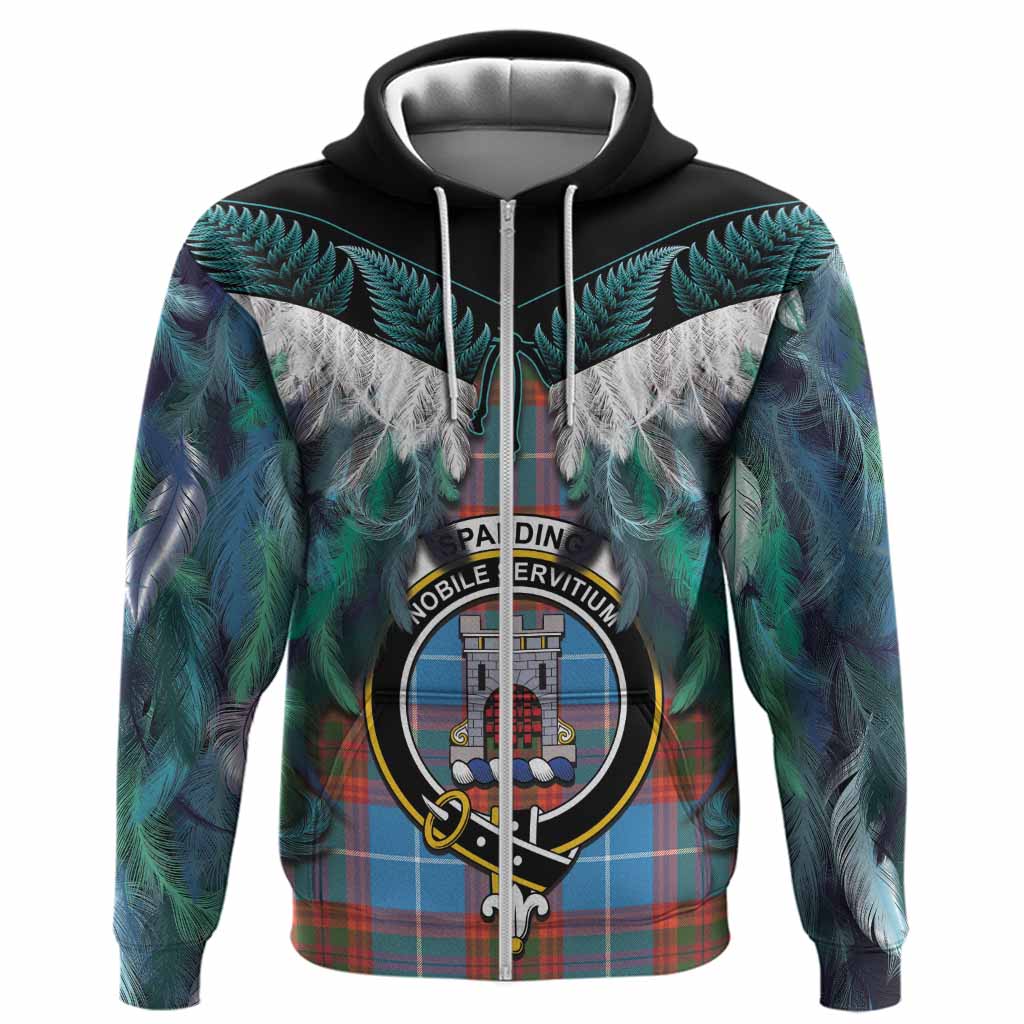Spalding Tartan Crest Hoodie New Zealand Maori Korowai Cloak