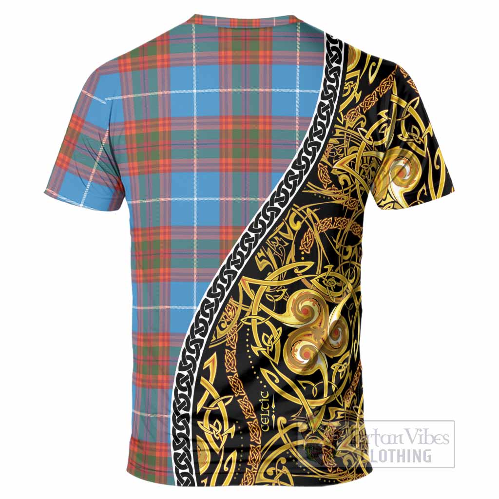 Spalding Tartan Crest T-Shirt Celtic Knot and Triple Trickle Spiral Symbols
