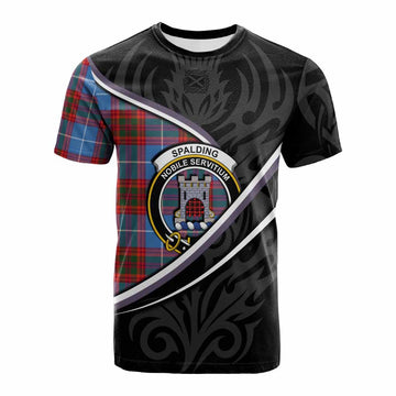 Spalding Tartan Family Crest Cotton T-shirt Celtic Scottish Thistle Floral