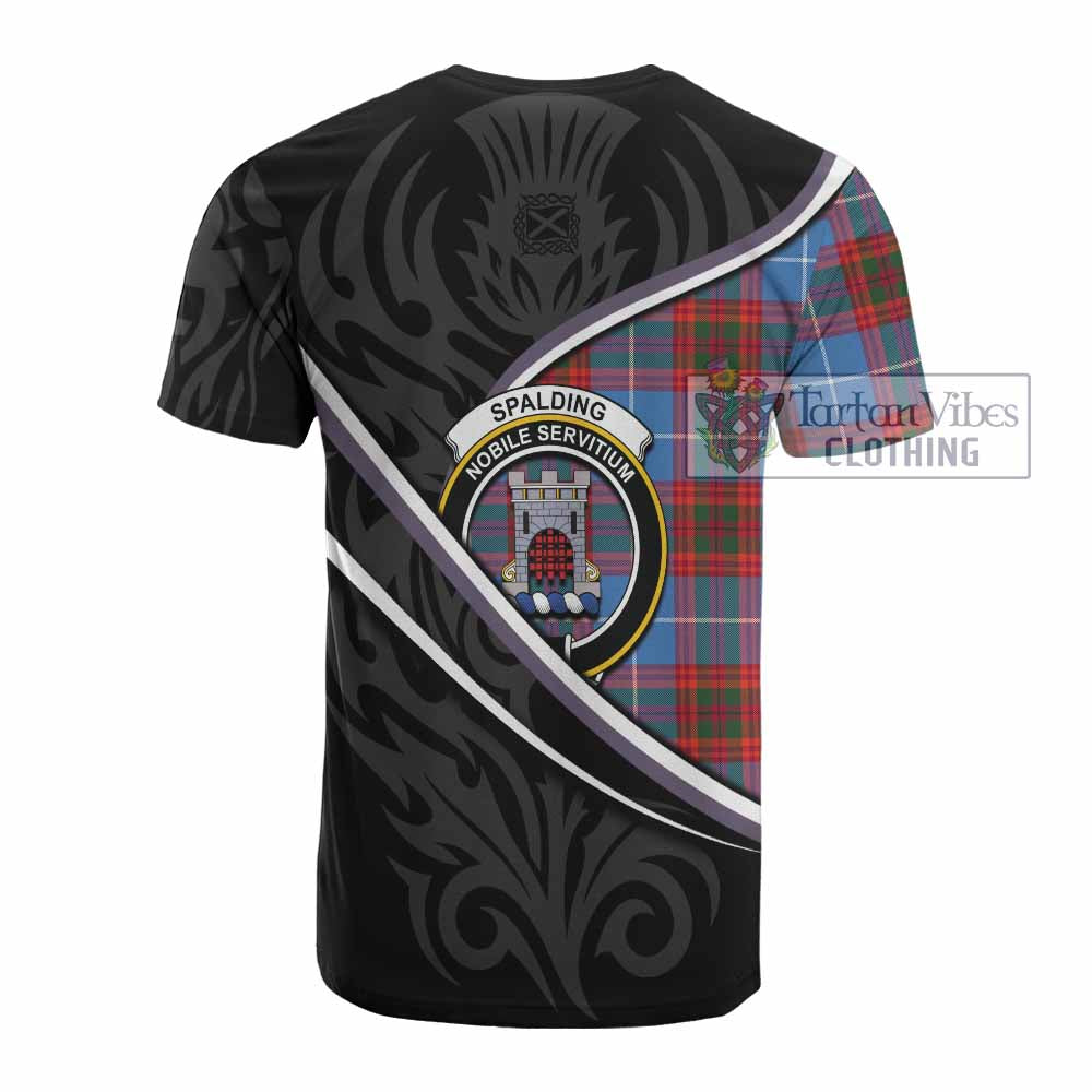 Spalding Tartan Family Crest Cotton T-shirt Celtic Scottish Thistle Floral - Tartan Vibes Clothing
