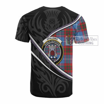 Spalding Tartan Family Crest Cotton T-shirt Celtic Scottish Thistle Floral