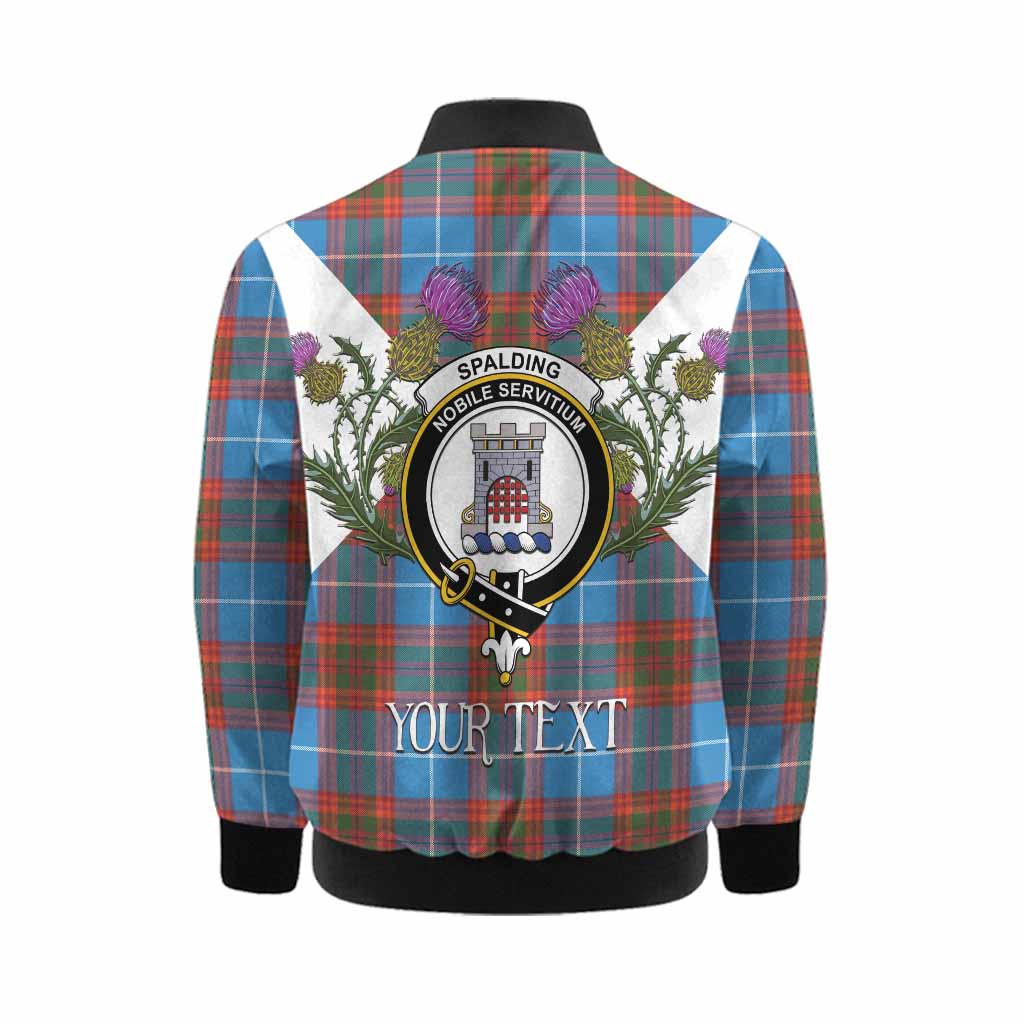Spalding Tartan Family Crest Kid Bomber Jacket Scottish Burns Night Thistle Floral