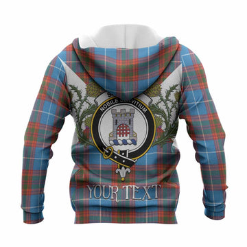 Spalding Tartan Family Crest Knitted Hoodie Scottish Burns Night Thistle Floral