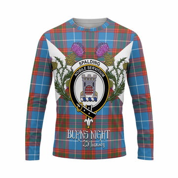 Spalding Tartan Family Crest Long Sleeve T-Shirt Scottish Burns Night Thistle Floral