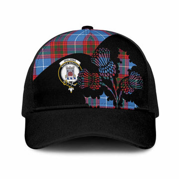 Spalding Tartan Family Crest Mesh Trucker Cap Scotland Thistle Floral Flag Style