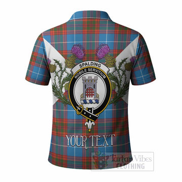 Spalding Tartan Family Crest Polo Shirt Scottish Burns Night Thistle Floral