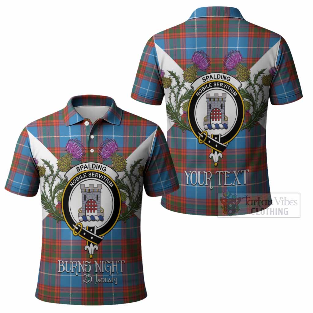 Spalding Tartan Family Crest Polo Shirt Scottish Burns Night Thistle Floral