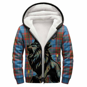 Spalding Tartan Family Crest Sherpa Hoodie Crowned Lion Roaring