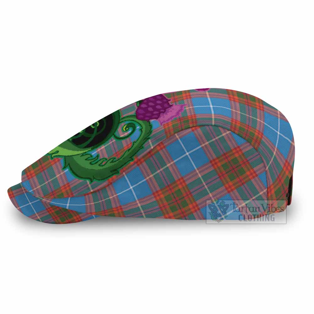 Spalding Tartan Flat Cap, Jeff Cap Traditional Scottish Thistle