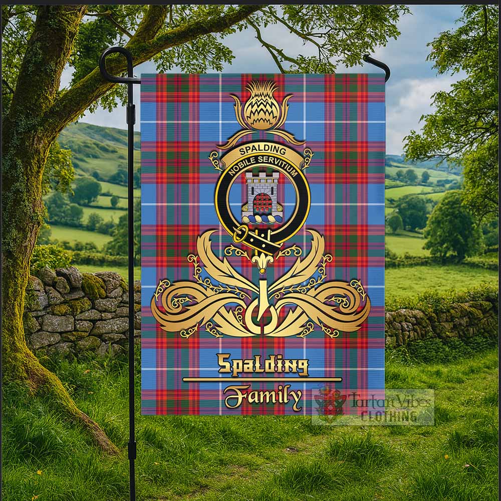 Spalding Tartan Garden Flag with Highland Thistle Cherish Family Crest Style - Tartan Vibes Clothing