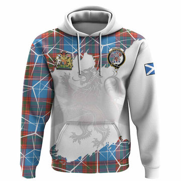 Spalding Tartan Hoodie with Family Crest and Lion Rampant Grunge Style